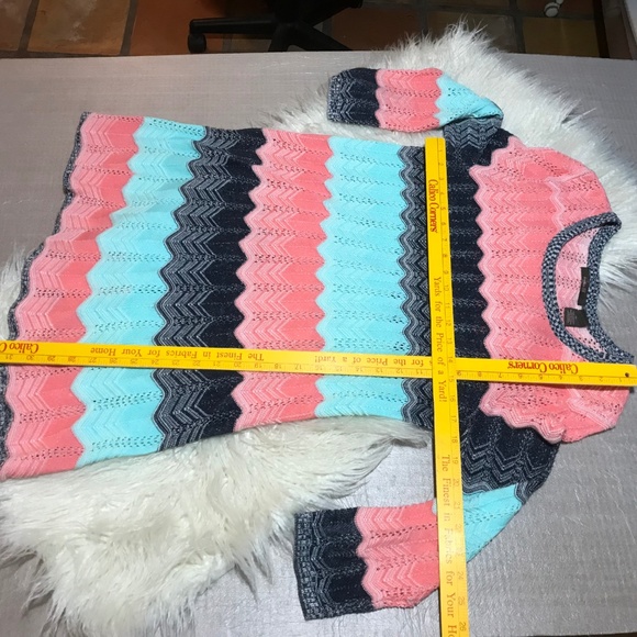 NWOT Heather B 100% cotton knit Chevron long sweater - Picture 6 of 11